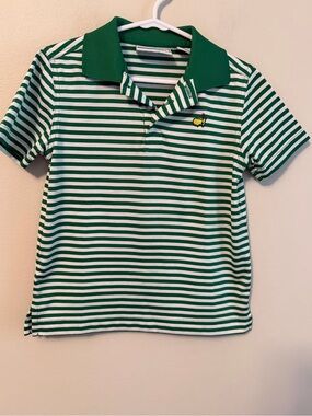 Masters Green & White Striped Polo Shirt